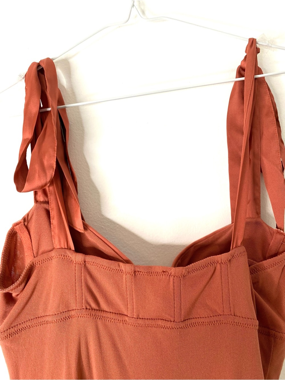 Free People Got Glam Mesh Slip Dress Orange Adjustable Tie Straps NWT - Picture 8 of 10